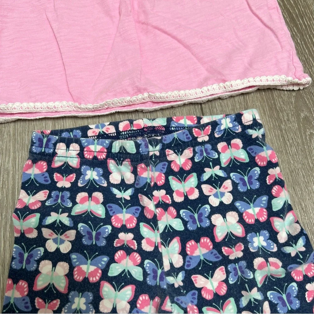 CARTERS 2PC SHORT SLEEVE SHIRT AND LEGGINGS OUTFIT BUTTERFLY 24MO